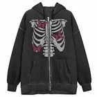 Куртка с капюшоном Y2K, черно-белая винтажная Толстовка Оверсайз в стиле бабочки, скелета, со стразами, в стиле Харадзюку, в готическом стиле, в стиле хип-хоп