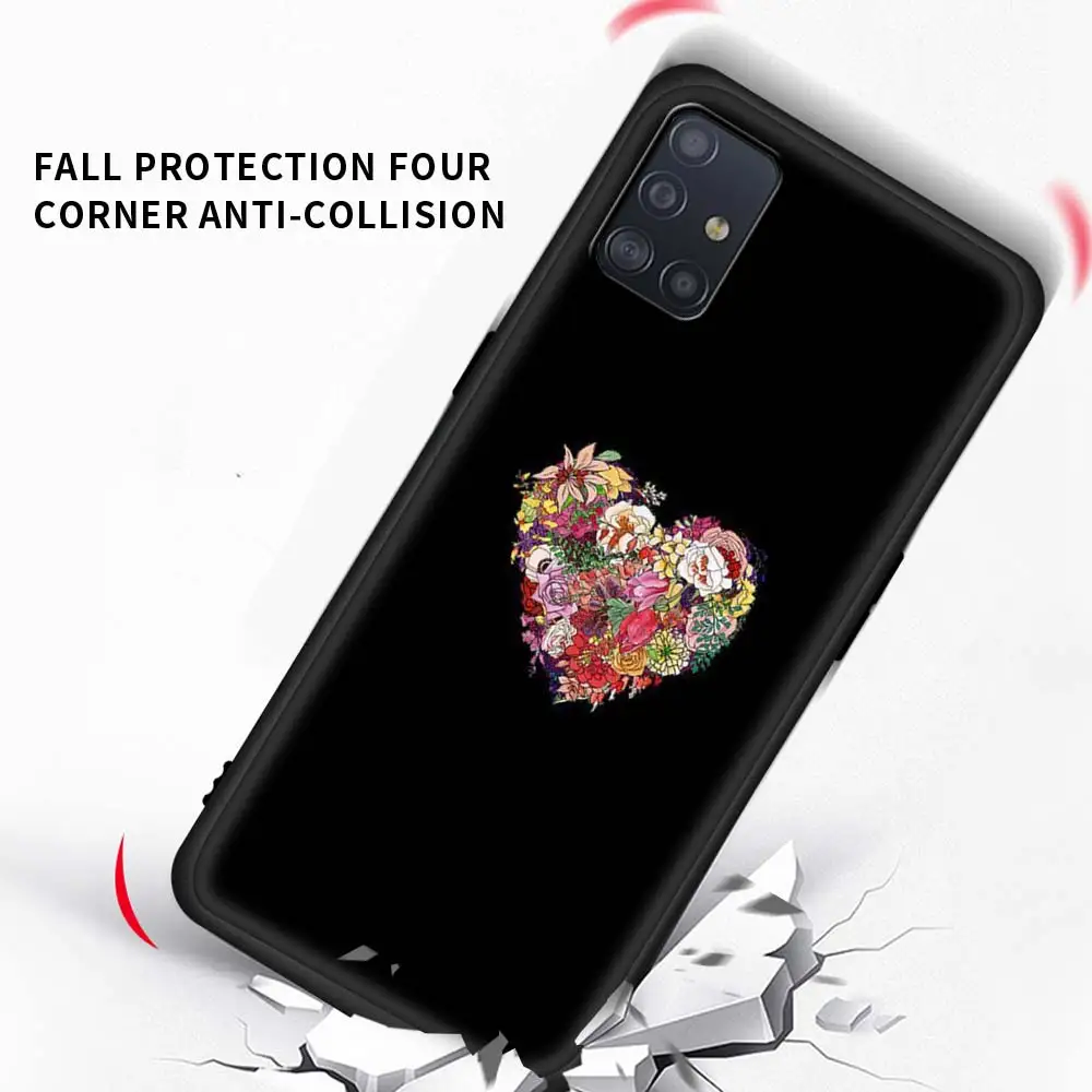 

Heart Art Case For Samsung Galaxy A51 A71 A21s M31 A31A11 A91 A41 A21 M51 M21 F41 Black Shell Phone Coque Sac