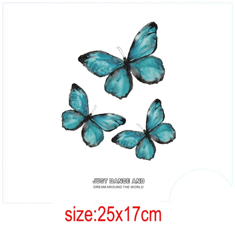 

25x17cm Fashion Butterfly Iron On Patches For DIY Heat Transfer Clothes T-Shirt Thermal Stickers Decoration Printing