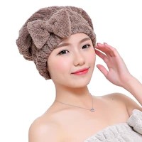 new princess hat bow simple cute quickly dry hair shower hat thickening shower cap bath towel lady wrapped towel cap bathing hat