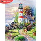 Алмазная вышивка HUACAN мозаика Маяк DIY 5d алмазная живопись камни в форме ромба пейзаж Стразы картина украшение дома