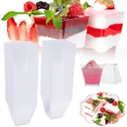 Одноразовые пластиковые чашки, прозрачные трапециевидные пищевые контейнеры для желе, йогурта, муссов, десертов, выпечки, 50 шт., 60 мл