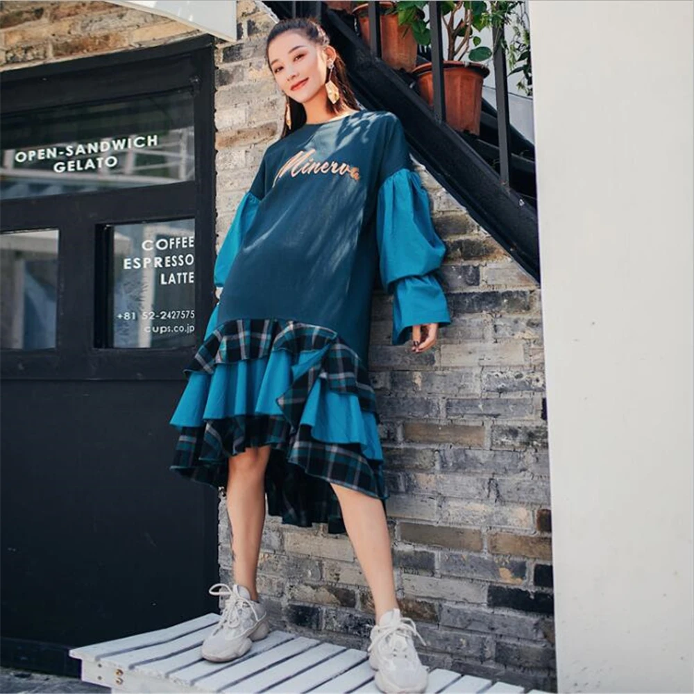 Весна 2020 новая Южнокорейская версия ультра длинное стильное платье выше колена