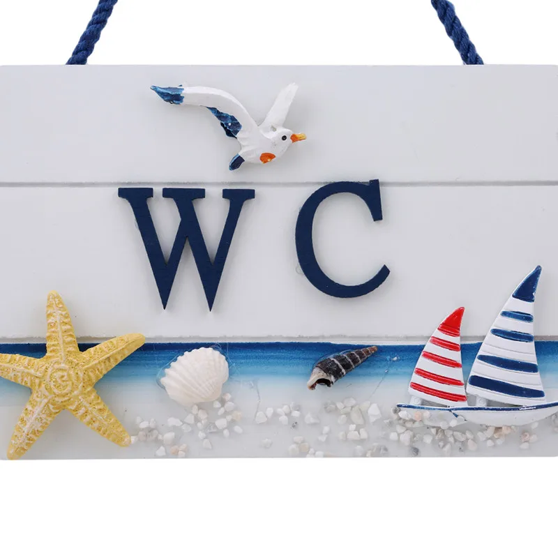 Средиземноморский стиль деревянная дверь WC висячая бирка ванная комната туалет