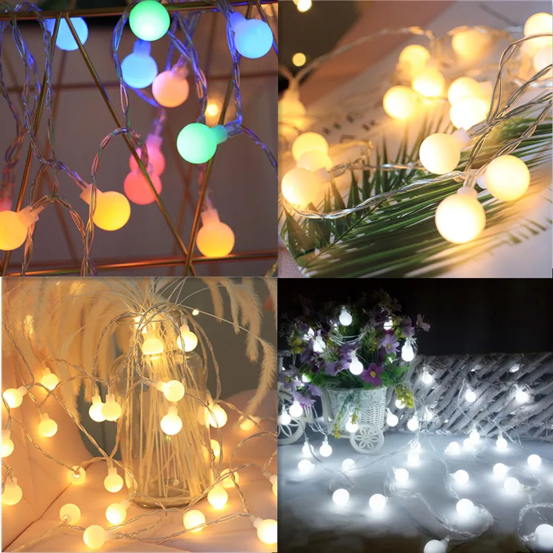 Cortina de Fadas Cordas à Prova Água ao ar Luzes de Natal Bola Guirlanda Luzes Dwaterproof Livre Luz Casamento Festa Decoração Ano Novo 2022 10 – 20 40led