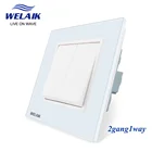 Welaik кнопочный переключатель производителя стене выключатель черный, белый цвет кристалл Стекло Панель AC 110-250 В 2 Gang 1way a1721wb