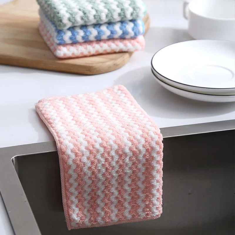 

10 Pieces Of 25*25 Large Size Dishcloth Kitchen Cleaning Cloth Strong Absorbent Non-Oil Cleaning Cloth Kitchen Cleaning Tools