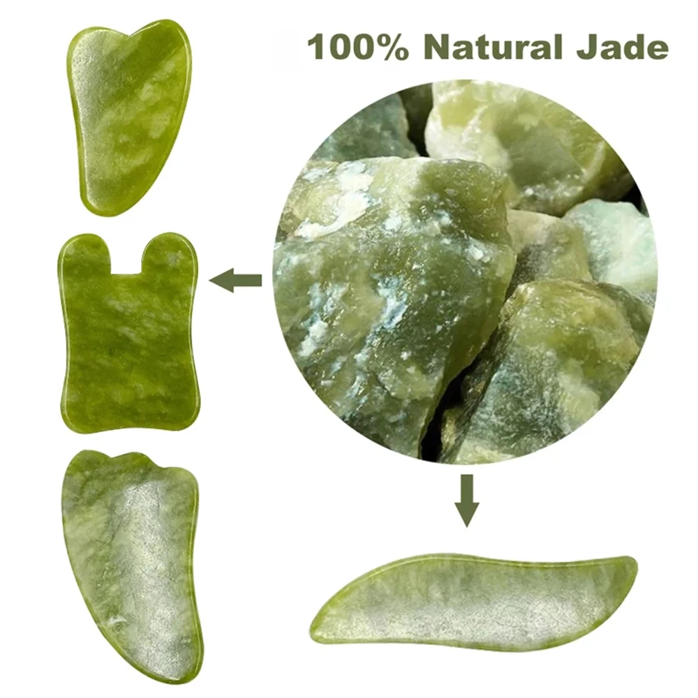

1pc Natural Jade Guasha Board Scraping Massage Spa Salon Acupuncture Therapy Skin Treatment Facial Care Tools