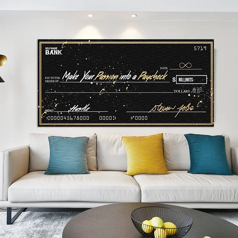Номер Декор печать на холсте настенная живопись банковский чек картина холст