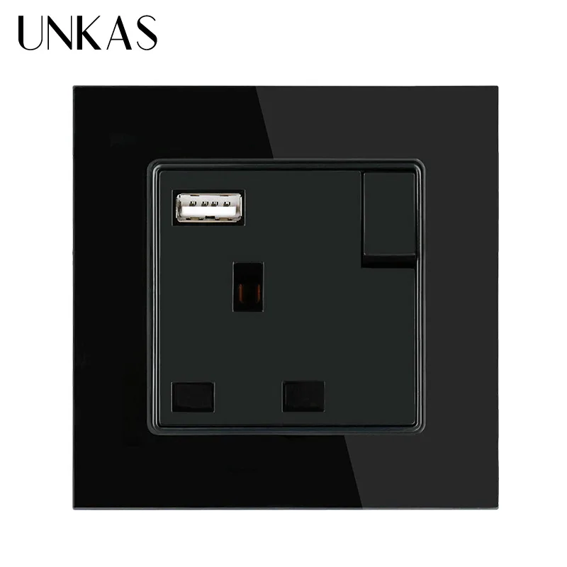 UNKAS Выход 5V 2.1A с украшением в виде кристаллов Стекло Панель 3 отверстия