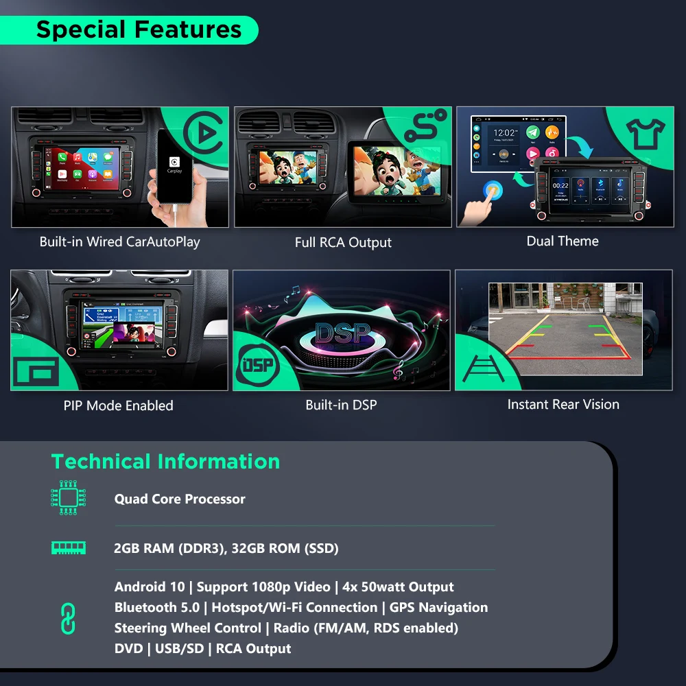 XTRONS 7 'ɺndroid 10 0 автомобильный мультимедийный DVD стерео радио плеер для VW Polo Touran