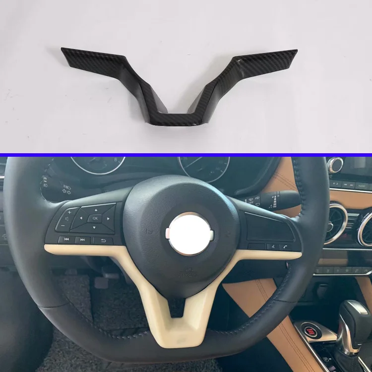 

Для Nissan Sylphy B18 Sentra 2019 2020 автомобильные аксессуары стильная панель рулевого колеса из углеродного волокна Обложка ободок отделка