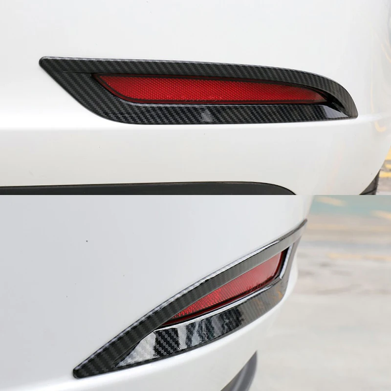 Car Rear fog light frame decoration bright strip sequins ABS Carbon Fiber Look for Tesla model 3 accessories | Автомобили и