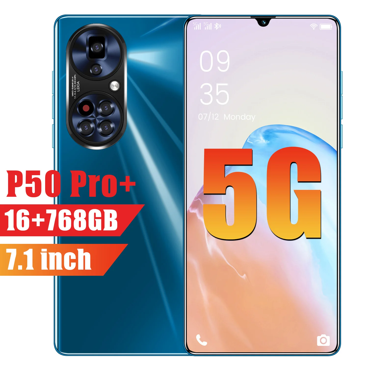

Smartphones Global Version P50 Pro+ 16G 768GB 7.1" Dual SIM 6800mAh Android 10 MTK6598 Mobile Phones P50 Pro+ Mobile phones