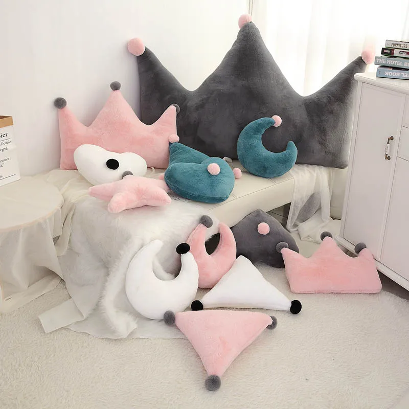 Мягкая плюшевая подушка в виде короны звезды Луны сердца мягкие плюшевые игрушки