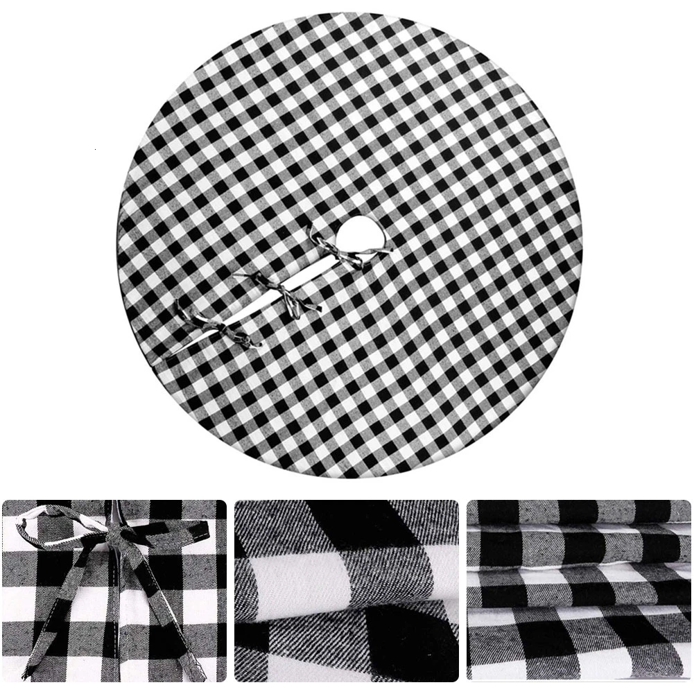 Красный и черный плед буйвола мешковины подкладка Рождественская елка юбка 50