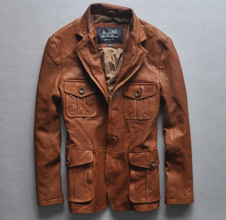 Итальянский приталенный винтажный пиджак с четырьмя карманами