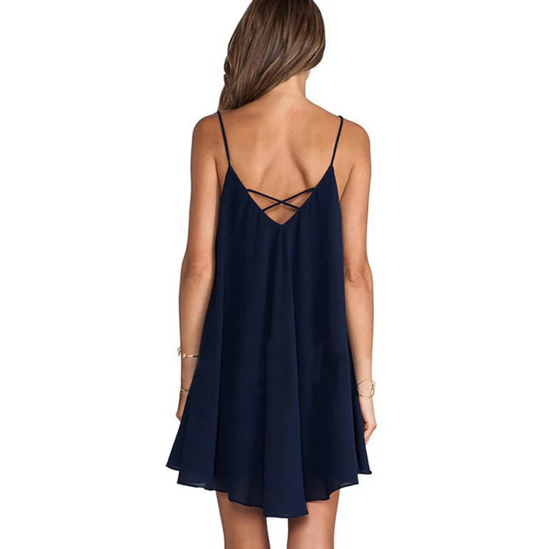 

Backless Summer Loose 6xl 5xl Chiffon Women Female Sling Large Size Dress Dress Sexy Solid Party Sleeveless Dress Club Mini Loos