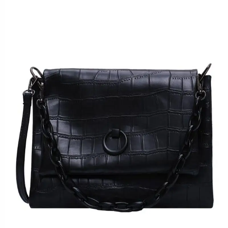 

Vintage Fashion Chain Tote Bag 2020 New Quality PU Leather Women's Designer Handbag Crocodile pattern Shoulder Messenger Bag