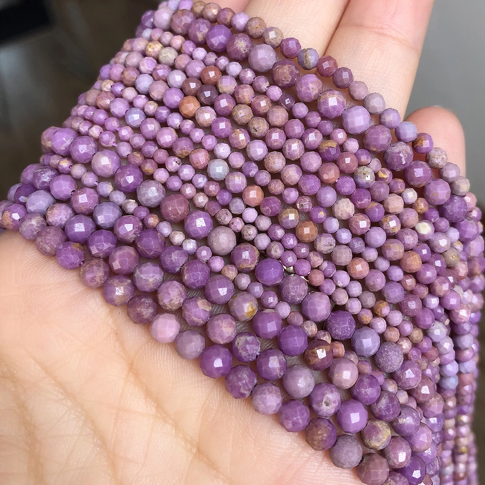 

2/3/4mm Natural Faceted Purple Mica Stone Round Loose Rondelle Beads For Jewelry Making Diy Bracelet Necklace Accessories 15Inch