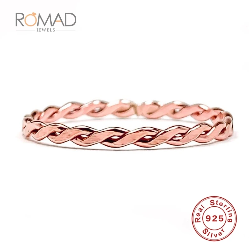 Новая мода волна призматические S925 Серебряные кольца розовое золото для женщин