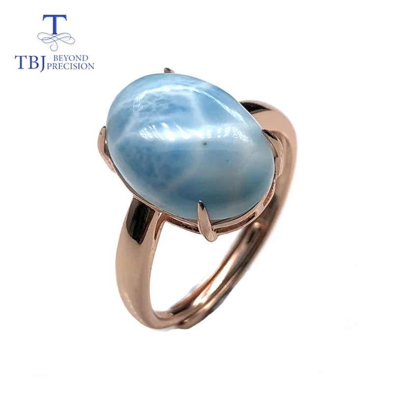 Новый стиль натуральный драгоценный камень овальной формы 10*14 мм ларимар кольца