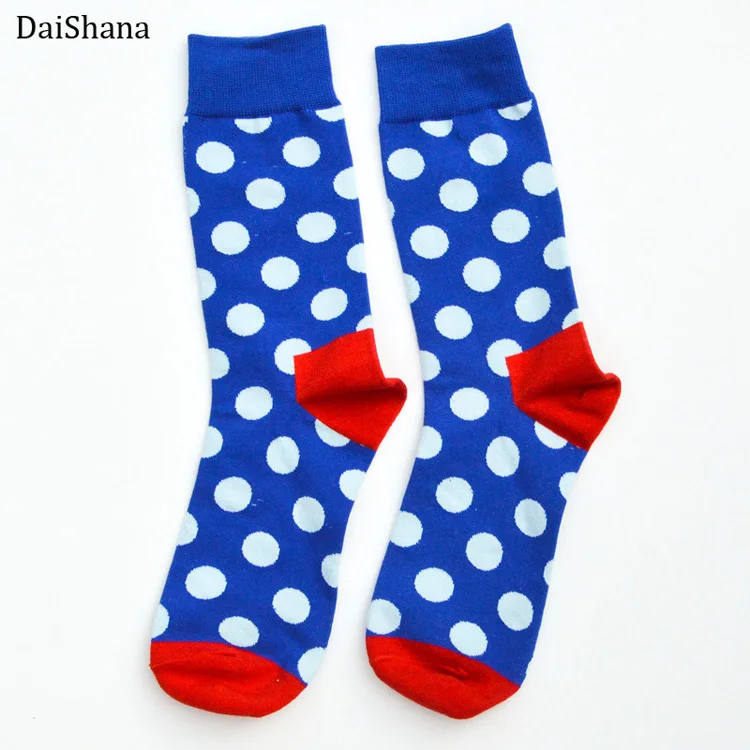 ZB00901 Модные цветные хлопковые мужские носки в горошек с надписью «Happy Socks», фирменные забавные носки Harajuku Caual, женская пара - Цвет: ZB00901