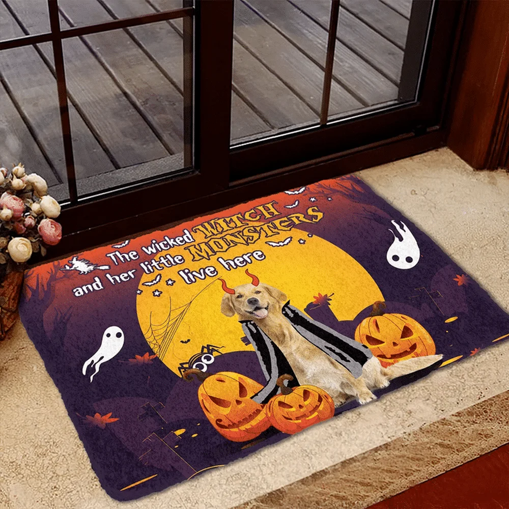 

CLOOCL Please Remember Golden retriever House Rules Doormat Decor Print Halloween Carpet Flannel Non-Slip Doormat for Bathroom