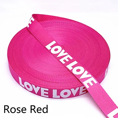 Rose Red Meetee, 8 метров, 25 мм, нейлоновая тесьма, цветная печать, кружевное полотно для сумки, ремень, пояс, сделай сам, декор одежды, лента, аксессуары для шитья - Цвет: Rose Red