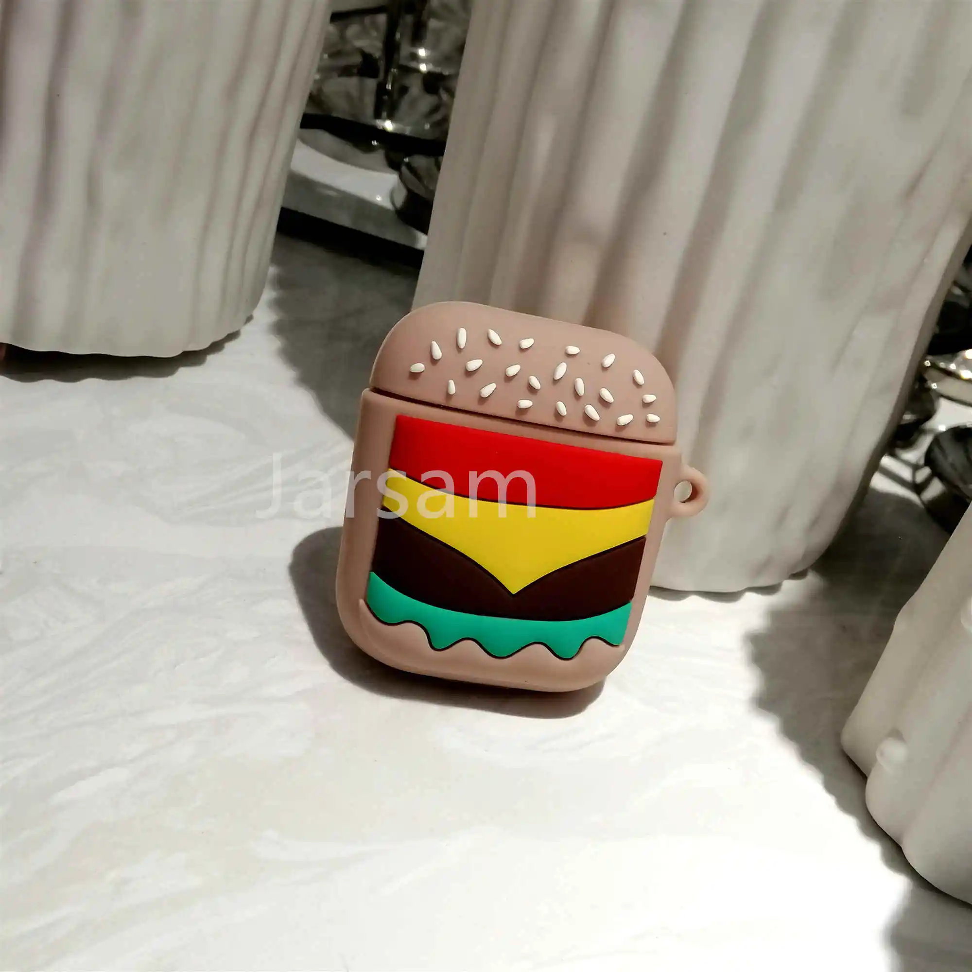 hamburger Чехол s для Apple AirPods 2, мягкий мультяшный беспроводной чехол для наушников Air Pods, чехол для зарядки Airpods, силиконовый чехол - Цвет: hamburger