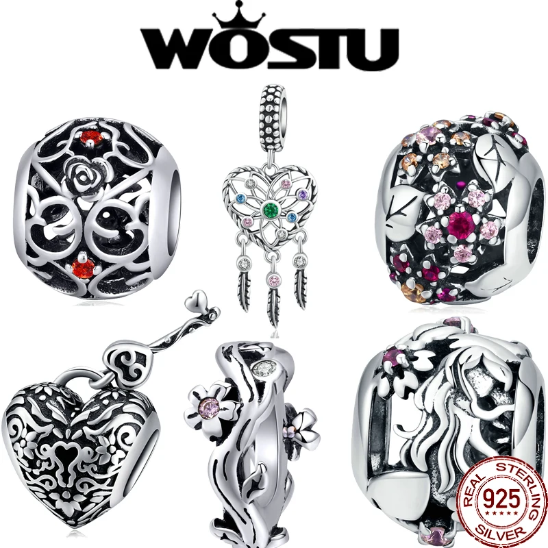 WOSTU Горячая Sale925 стерлингового серебра Любовь Шарм Подвески бусины с