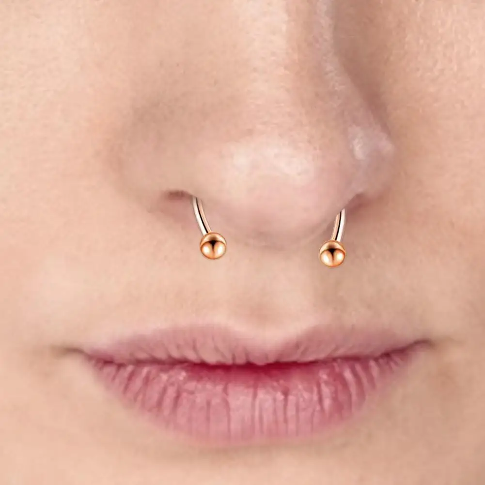 

80%HOTNose Ring Reusable Non Piercing Alloy Fake Magnetic Horseshoe Nose Ring for Party