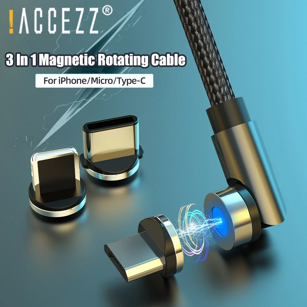! Вращающийся на 540 градусов Магнитный USB-кабель ACCEZZ кабель Micro USB Type-C магнитное