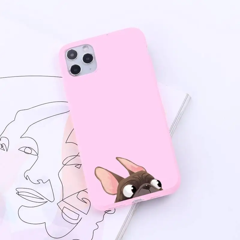 

Lovely French Bulldog cartoon animal Phone Case Candy Color for iPhone 6 7 8 11 12 s mini pro X XS XR MAX Plus