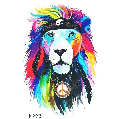 Водонепроницаемая Временная тату наклейка акварельный Лев наклейки флэш