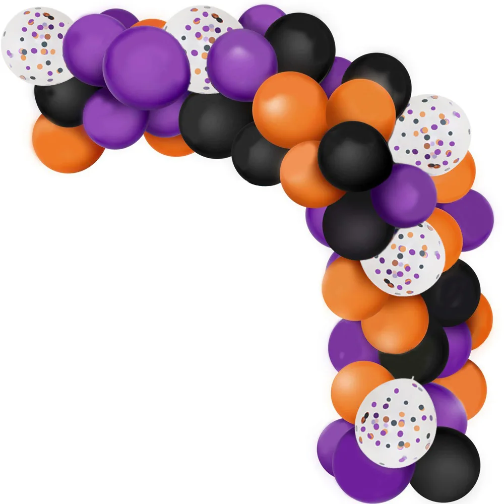 

Halloween Balloons Garland Kit 129PCS Black Orange Purple balonnen Set with Balloon Strip Tape Adhesive Dots for Halloween Party