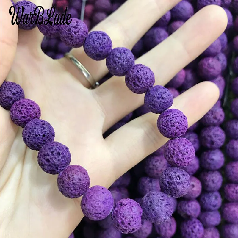 Бусины Из Натурального фиолетового вулканического камня диаметром 4/6/8/10/12 мм |