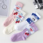 Полосатые Носки с рисунком клубники молока японская мода женские забавные счастливые белые кавайные носки женские милые носки