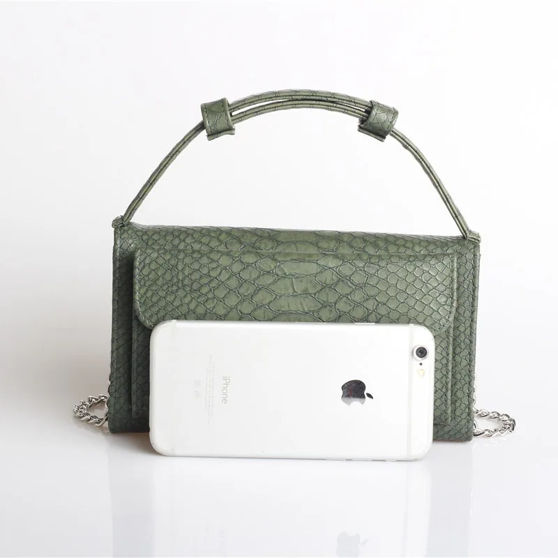 TOPHIGH зеленый клатч из натуральной кожи питона новые модные сумки-мессенджеры