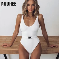 ruhee sexy one piece swimsuit 2021 swimwear women bathing suit solid biniki swimming suit push up female beach wear swimsuit