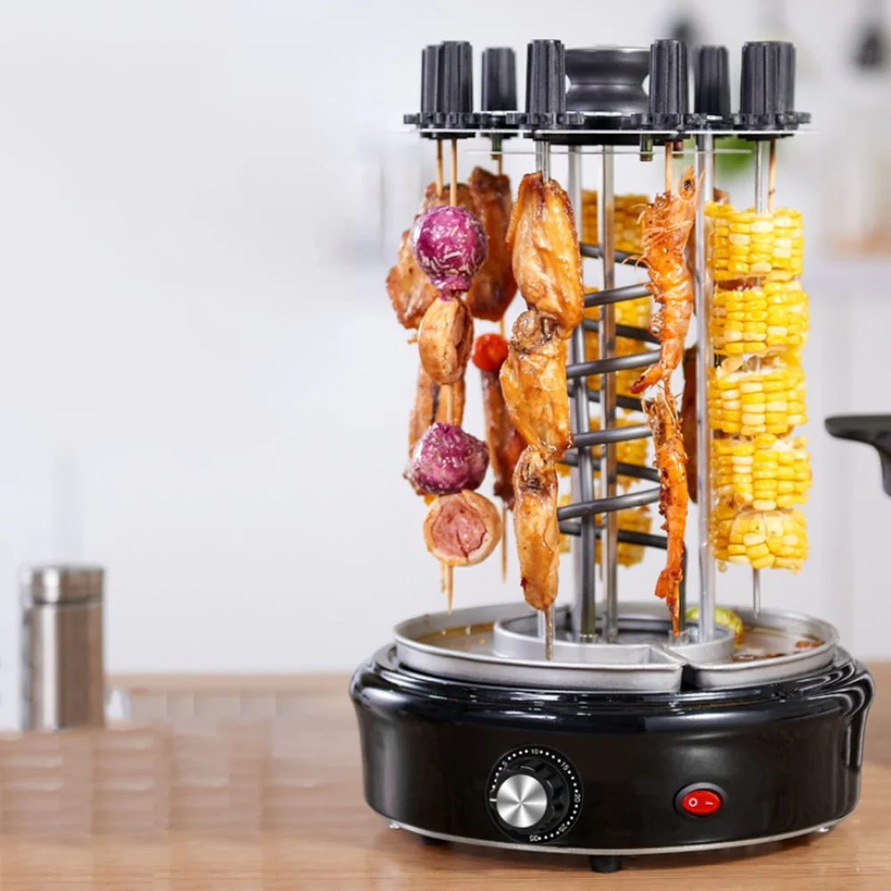 Цена Электрическая духовка, домашний бездымный гриль, автоматическая вращающаяся шпажка для барбекю, аппарат для приготовления кебаба на 220 В, г...