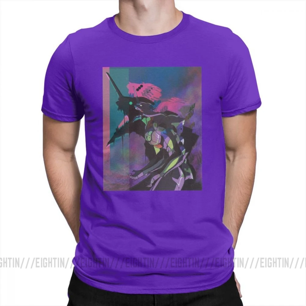 Evangelion Vapor единица 01 Повседневная футболка мужская одежда с короткими рукавами белая футболка из хлопка с круглым вырезом - Цвет: Фиолетовый