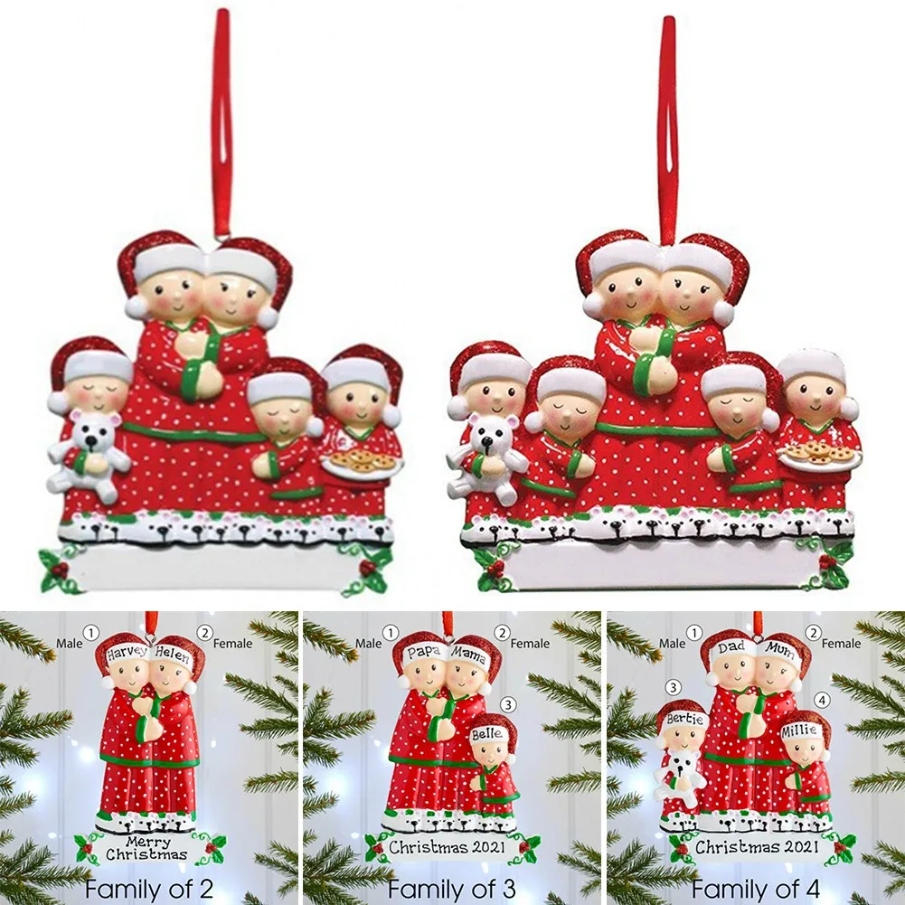 

2021 Christma Tree Resin Hanging Pendant Personalized Family Hanging Pendant Ornament Cute Children Xmas Navidad Decor