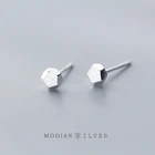 Modian 100% 925 Стерлинговое Серебро геометрической формы белый и черный крошечный гвоздик серьги Модные Простые для женщин серебро, хорошее ювелирное изделие, подарок