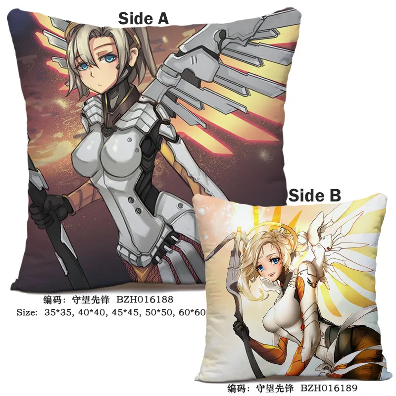 45X45 см аниме игра Overwatch наволочка OW dva Mercy Mei Hanzo Genji Reaper Dakimakura Чехол 3D двухсторонний принт наволочка