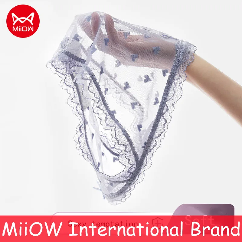 

Женские кружевные сексуальные трусики MiiOW, женские сетчатые прозрачные хлопковые трусики с промежностью, ультратонкое дышащее нижнее бель...
