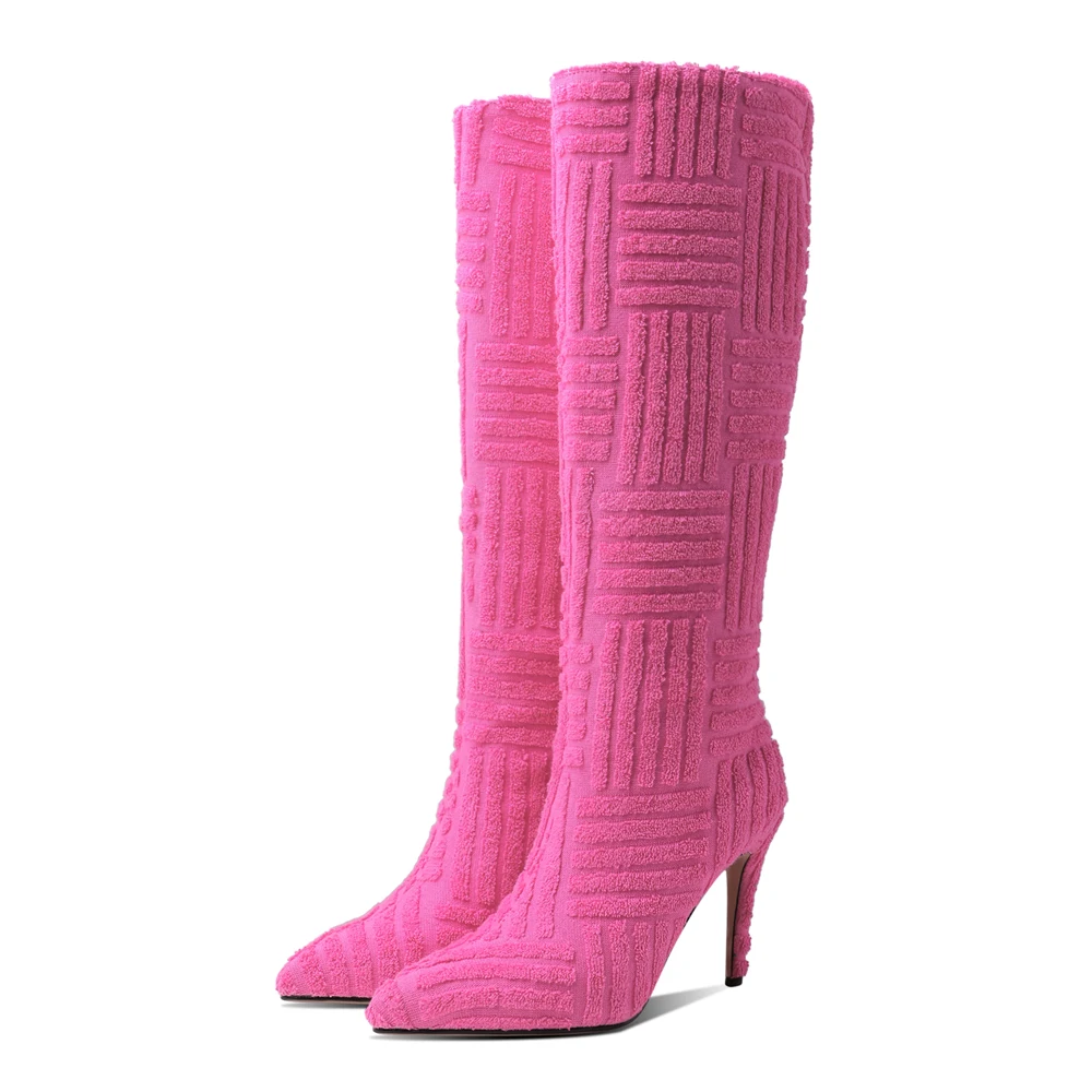 Новые модные женские весенне-осенние ботинки сапоги до колена на высоком каблуке