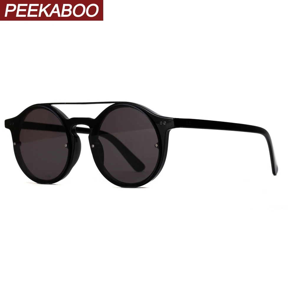 Peekaboo, Ретро стиль, круглые солнцезащитные очки, корейский стиль, коричневая прозрачная оправа,, очки для женщин, Ретро стиль, солнцезащитные очки для мужчин, uv400
