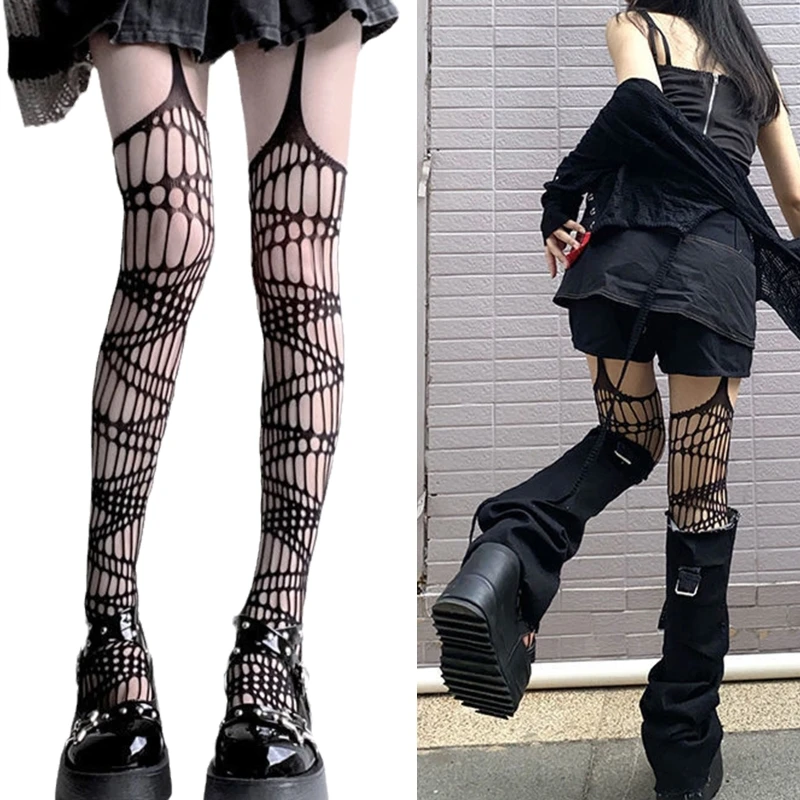 

New Sexy Fishnet Lace Tights Stockings Vertical Striped Pantyhose Hollow Out Sling Socks Cosplay Costumes Accessories