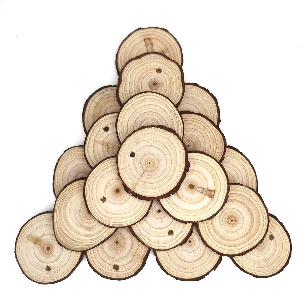 Набор круглых деревянных ломтиков из натуральной сосны 10 шт.|Поделки дерева| |